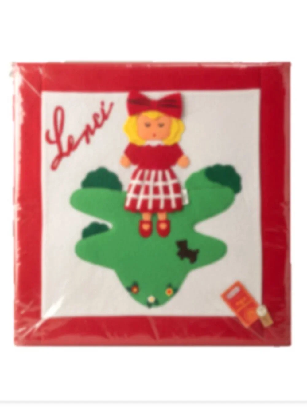Lenci Italy Felt Pillow Cover Lot of 3 Handmade Wool Art Girl Dog 20x20 NWT